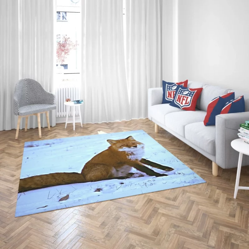 Happy Red Fox Winter Adventure Rug 2