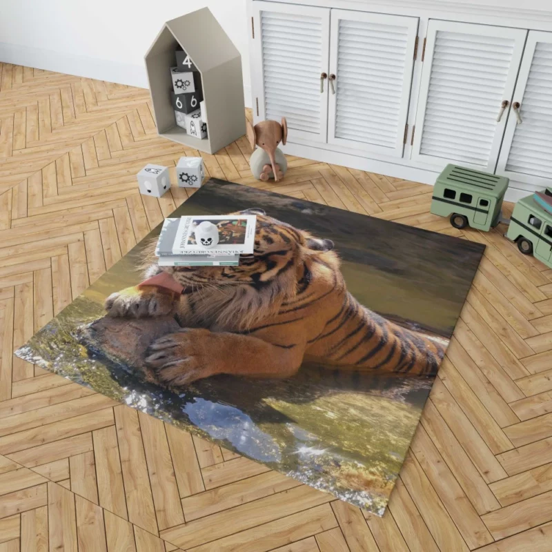 Happy and Cool Sumatran Tiger Zoo Story Rug 1