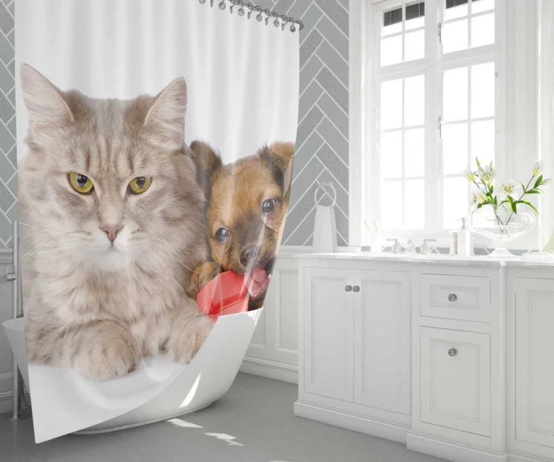 Harmonious Companions Feline and Canine Shower Curtain 1