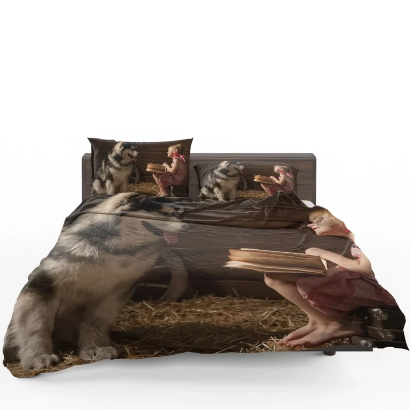 Heartwarming Bond Big Dog and Girl Bedding Set