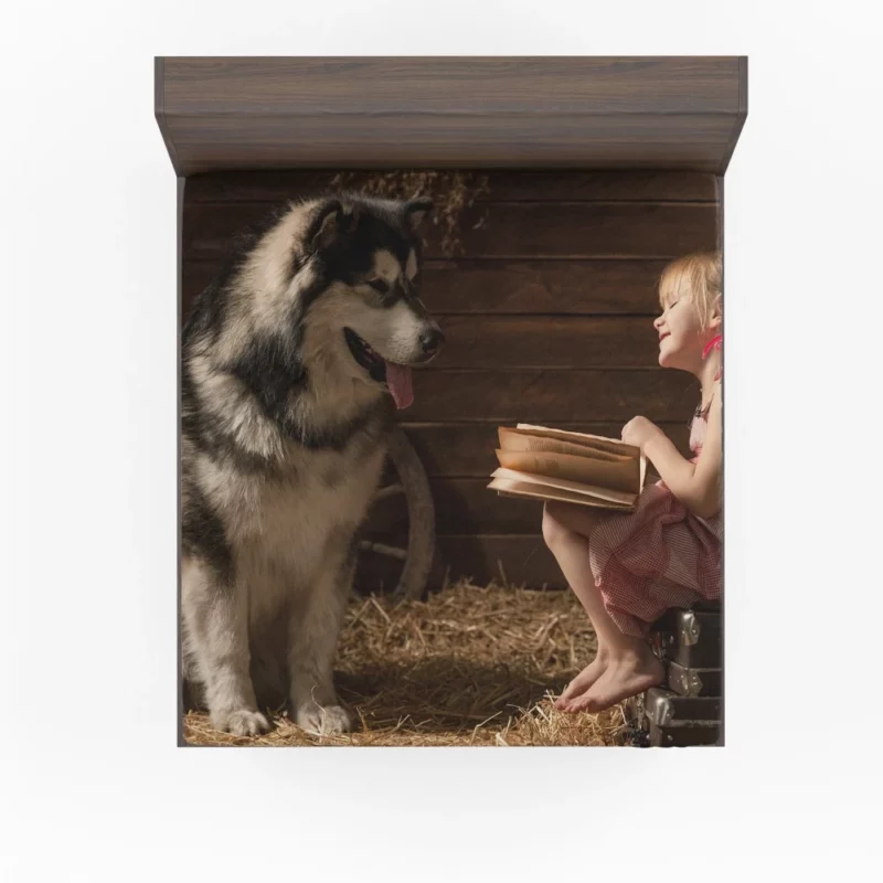 Heartwarming Bond Big Dog and Girl Fitted Sheet 1