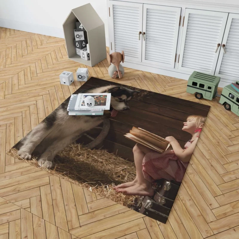 Heartwarming Bond Big Dog and Girl Rug 1