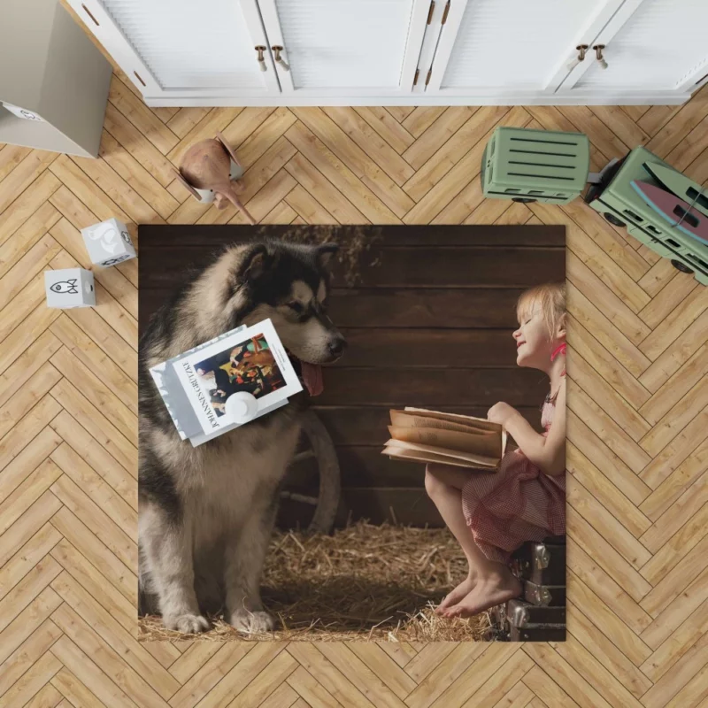 Heartwarming Bond Big Dog and Girl Rug