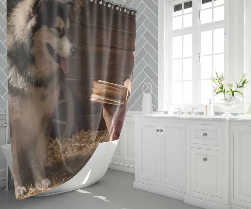 Heartwarming Bond Big Dog and Girl Shower Curtain 1