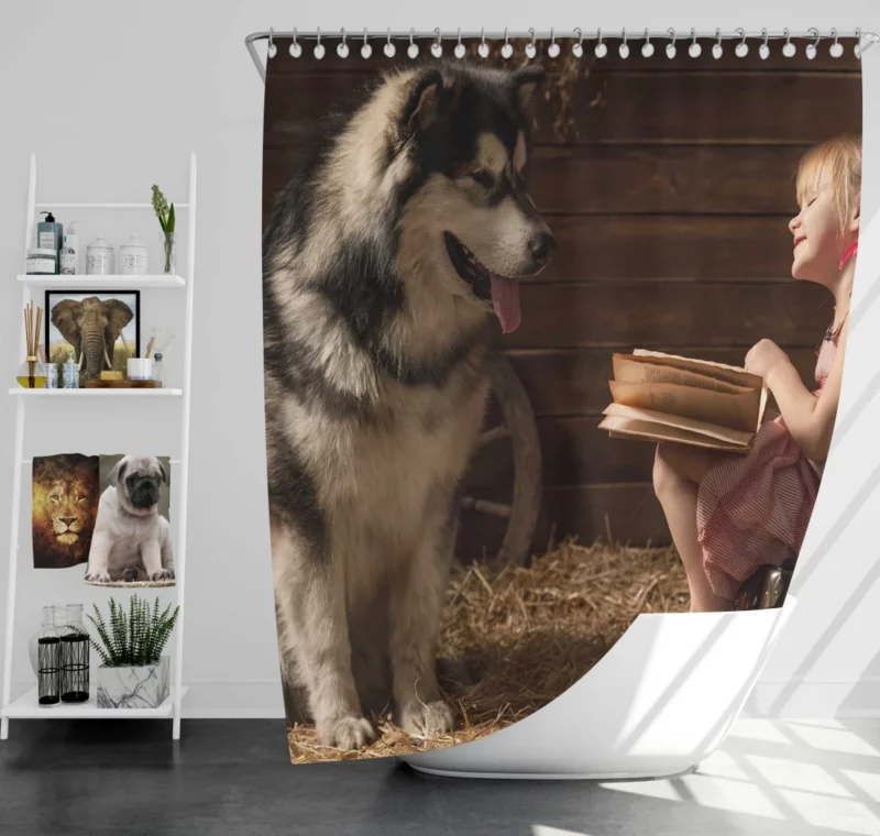 Heartwarming Bond Big Dog and Girl Shower Curtain