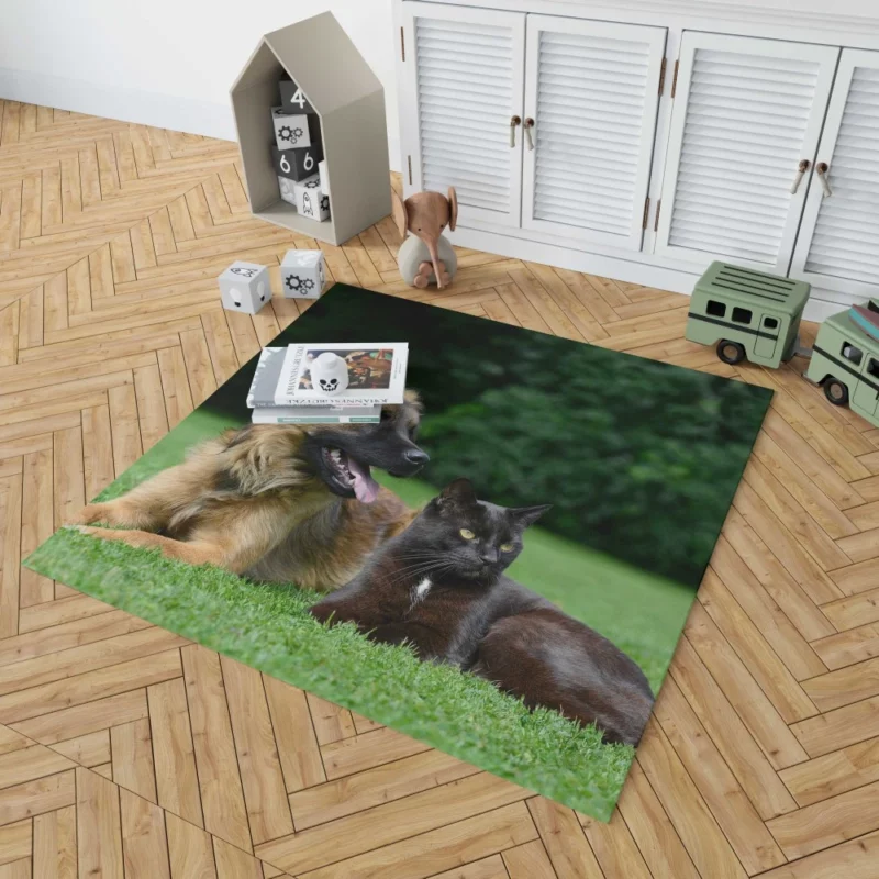 Heartwarming Cat-Dog Duo Affection Rug 1