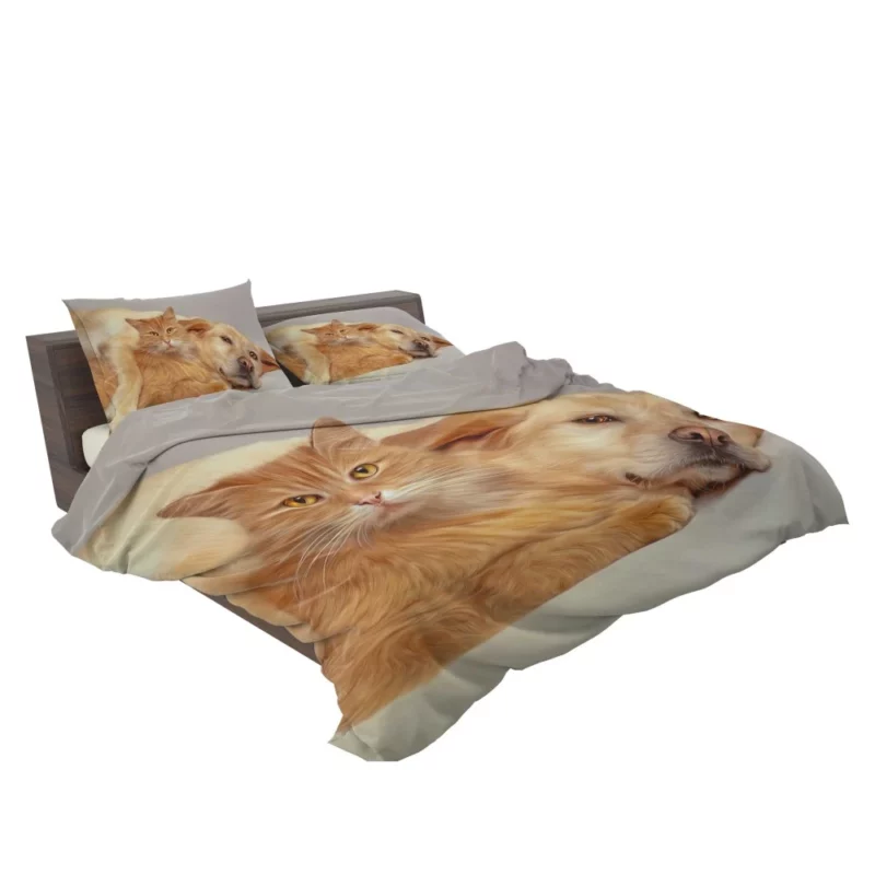 Heartwarming Cat-Dog Hug Unlikely Bond Bedding Set 2