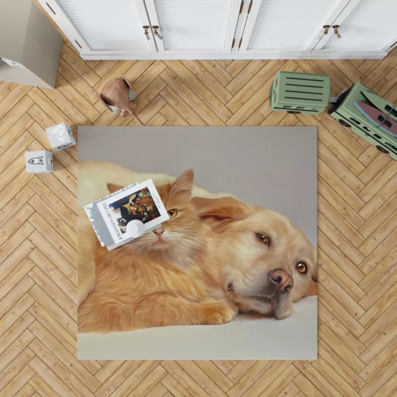 Heartwarming Cat-Dog Hug Unlikely Bond Rug