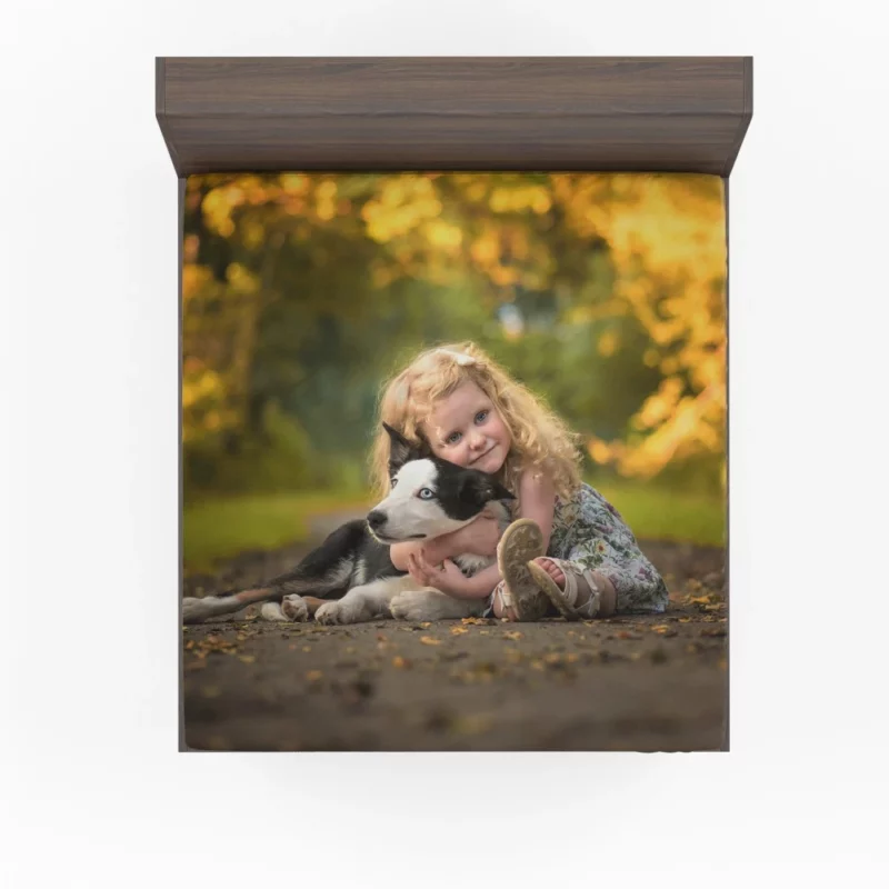 Heartwarming Child and Loyal Dog Bond Fitted Sheet 1