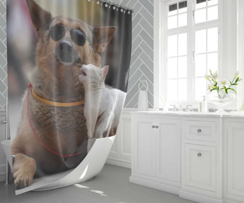 Heartwarming Connection Blind Dog and Friend Shower Curtain 1