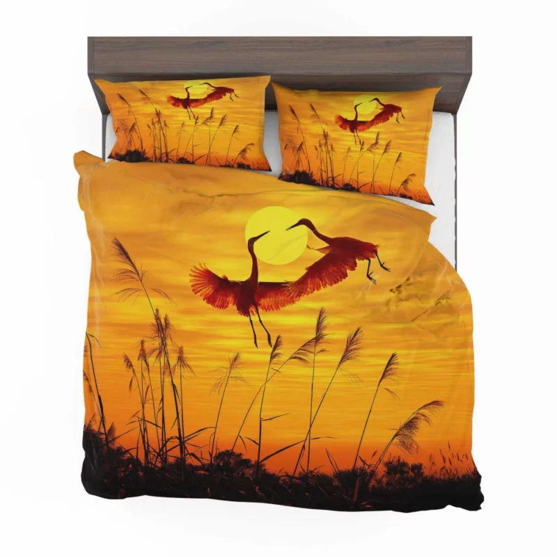 Herons Sunset Soiree Silhouette Beauty Bedding Set 1