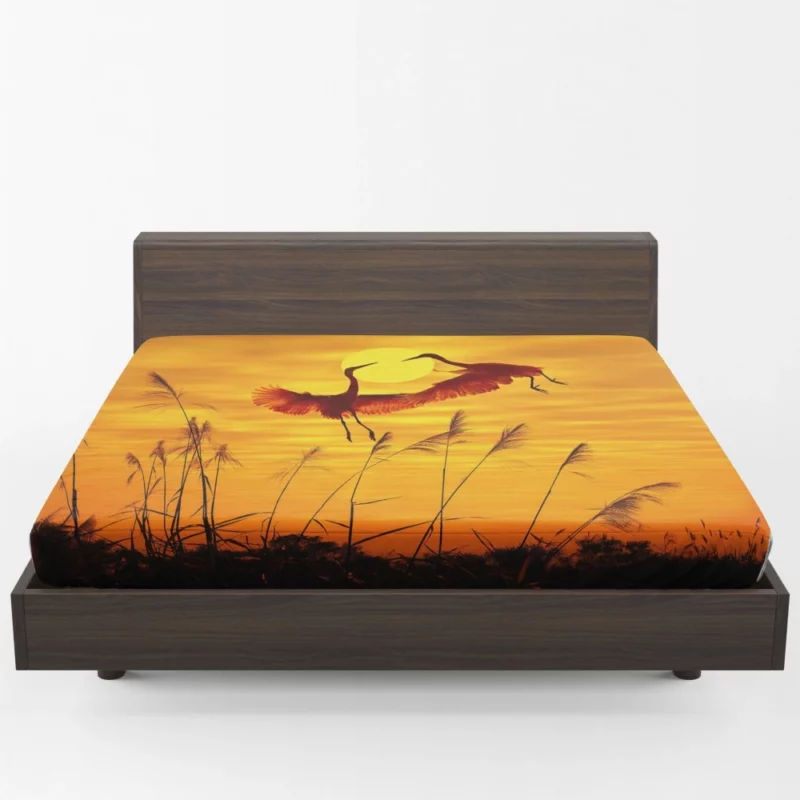 Herons Sunset Soiree Silhouette Beauty Fitted Sheet