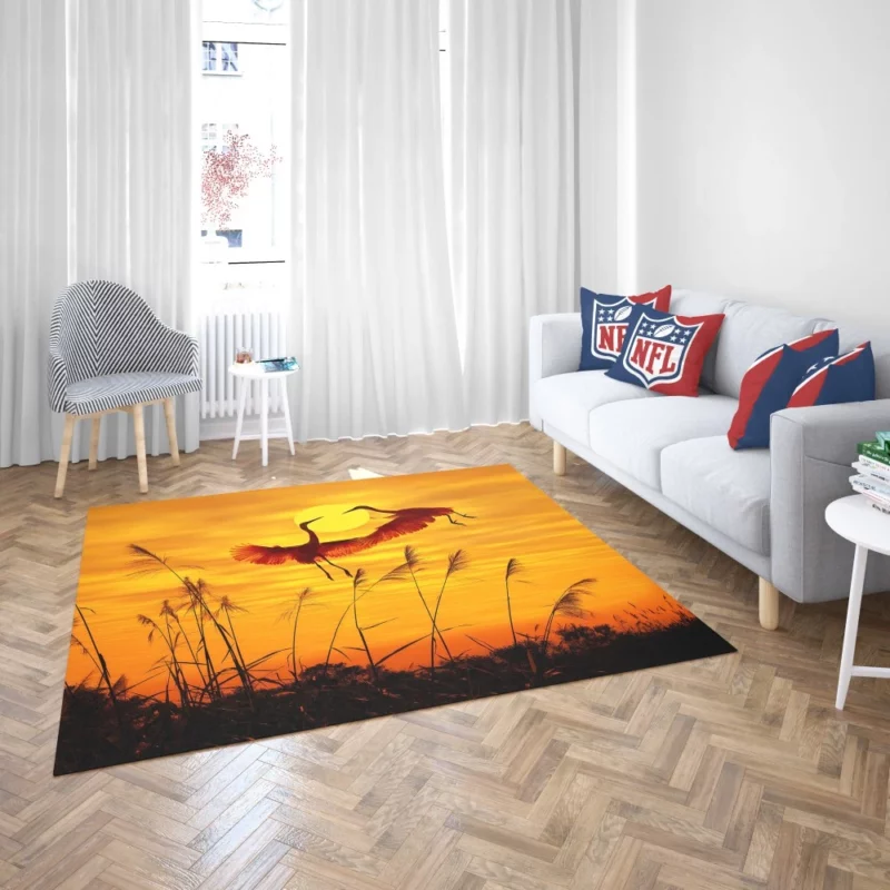 Herons Sunset Soiree Silhouette Beauty Rug 2