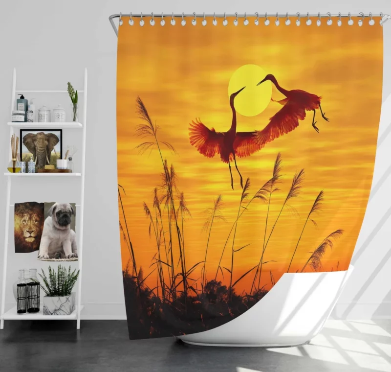 Herons Sunset Soiree Silhouette Beauty Shower Curtain