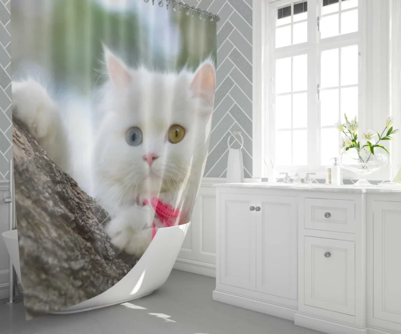 Heterochromic Cat Mesmerizing Stare Shower Curtain 1