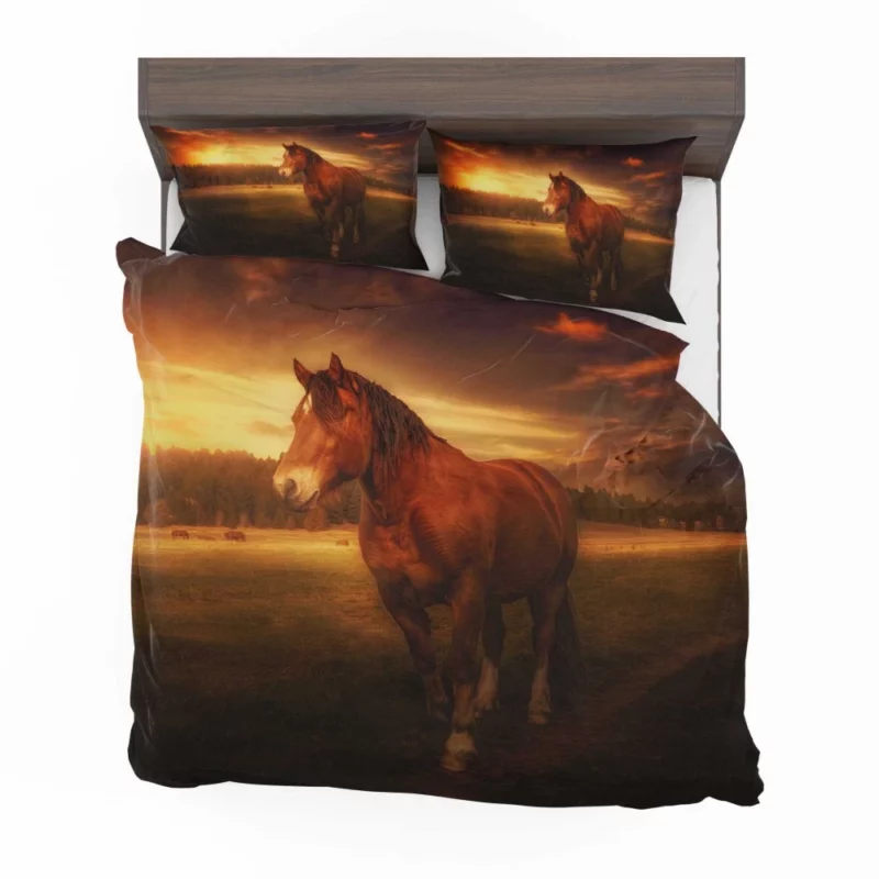 Horse Graceful Sunset Stance Nature Beauty Bedding Set 1