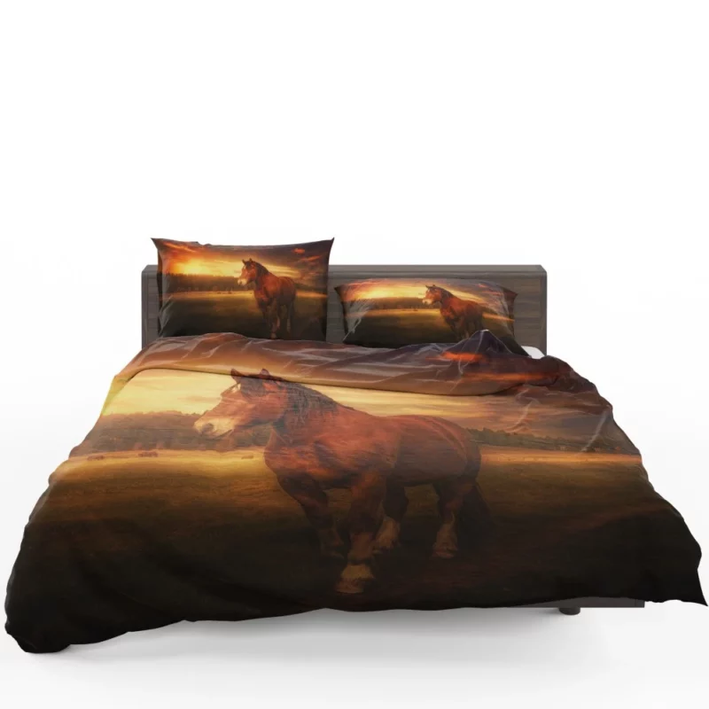 Horse Graceful Sunset Stance Nature Beauty Bedding Set