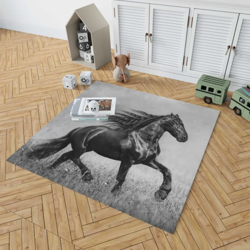 Horse in Black & White Graceful Majesty Rug 1