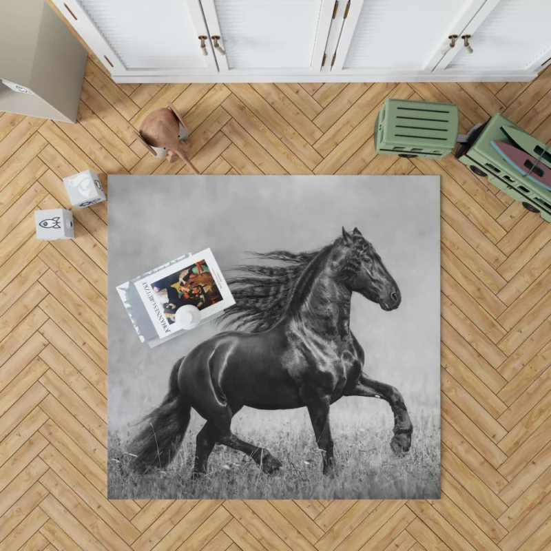 Horse in Black & White Graceful Majesty Rug