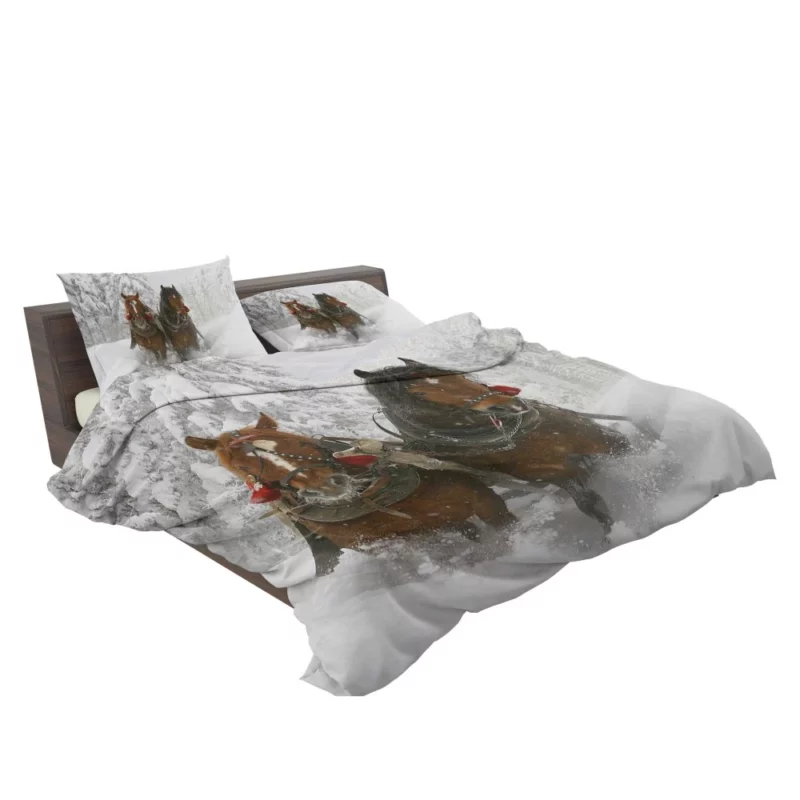 Horse in Winter Snow Majestic Beauty Bedding Set 2