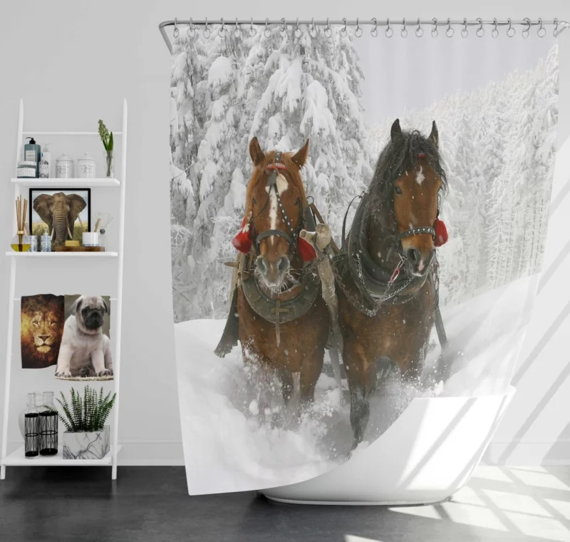 Horse in Winter Snow Majestic Beauty Shower Curtain