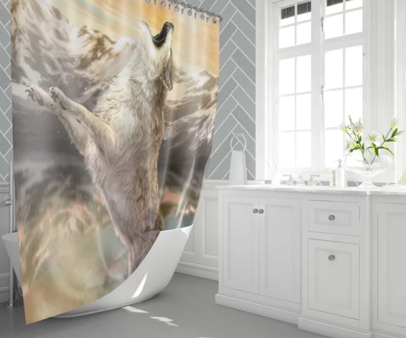 Howling Wolf Mountain Serenade Shower Curtain 1