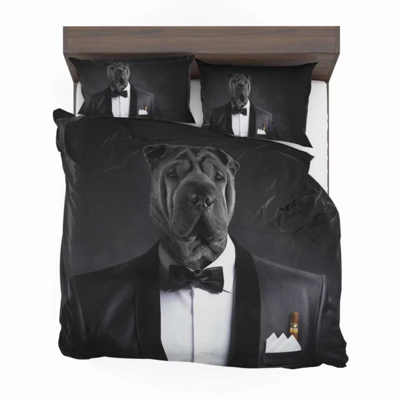 Humorous Dog in Suit Canine Elegance Bedding Set 1