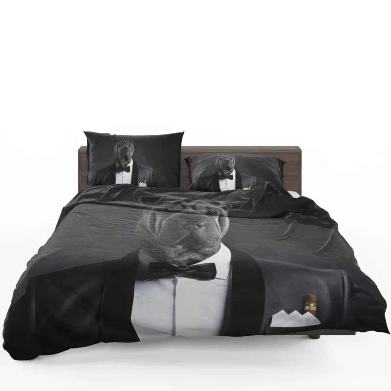 Humorous Dog in Suit Canine Elegance Bedding Set