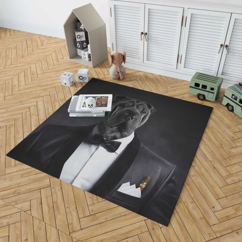 Humorous Dog in Suit Canine Elegance Rug 1