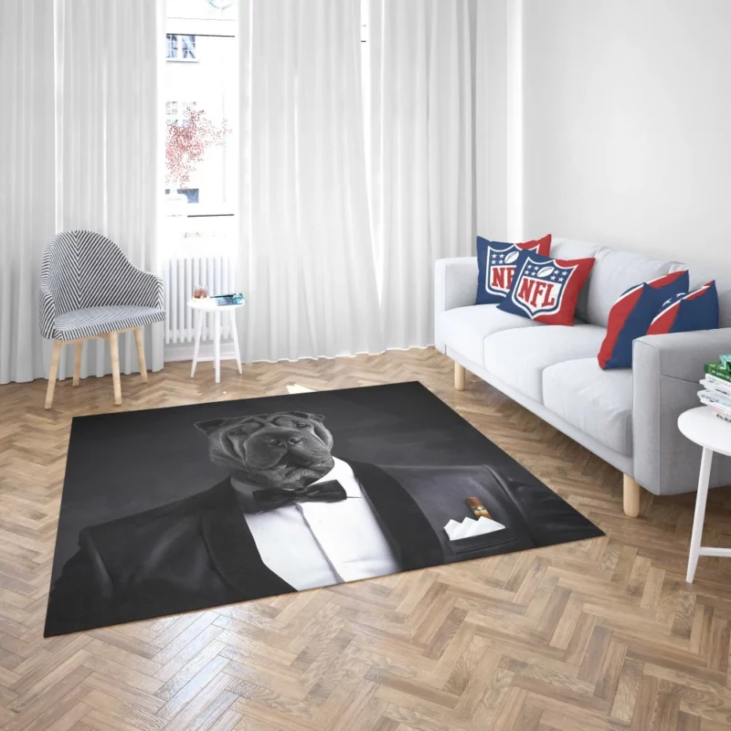 Humorous Dog in Suit Canine Elegance Rug 2