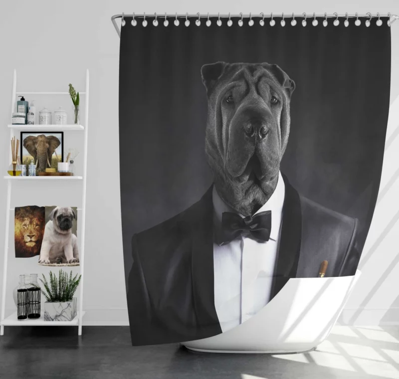 Humorous Dog in Suit Canine Elegance Shower Curtain