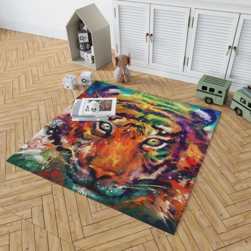 Intense Gaze Tiger Untamed Stare Rug 1