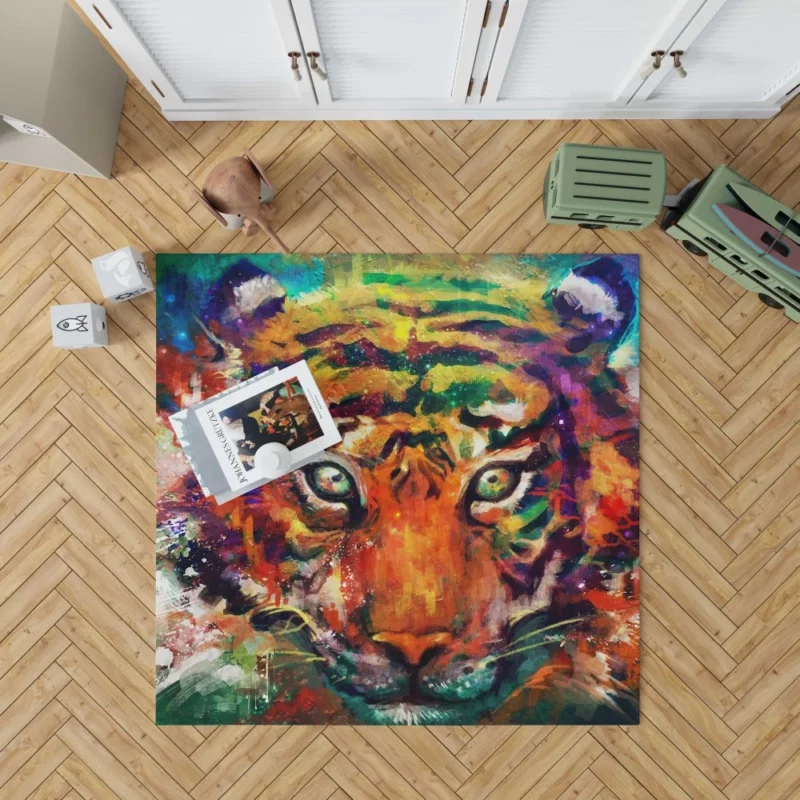 Intense Gaze Tiger Untamed Stare Rug