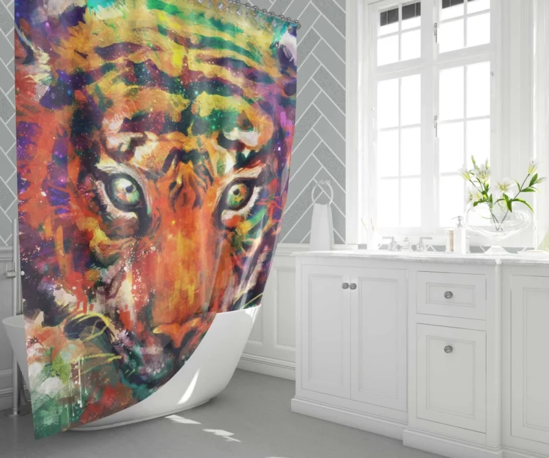 Intense Gaze Tiger Untamed Stare Shower Curtain 1