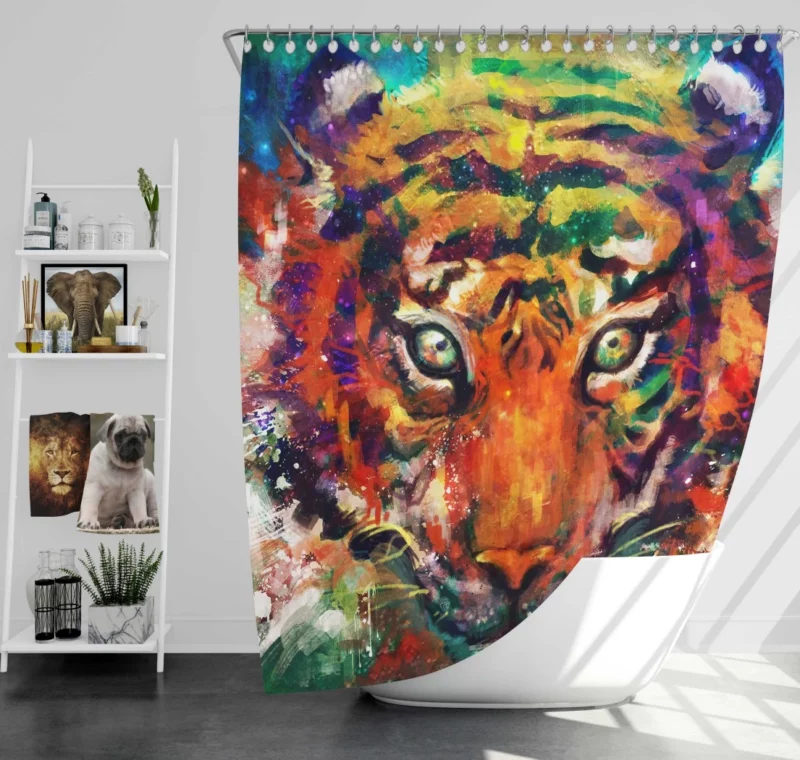 Intense Gaze Tiger Untamed Stare Shower Curtain