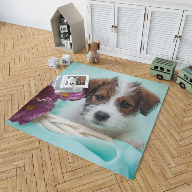 Jack Russell Terrier Puppy Playful Antics Rug 1