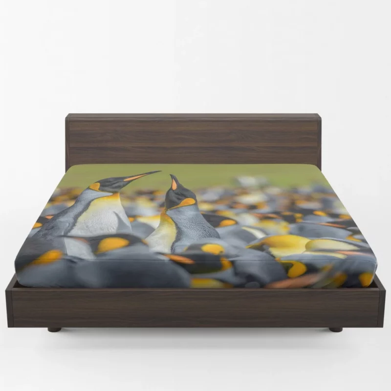 King Penguin in Icy Blur Avian Majesty Fitted Sheet