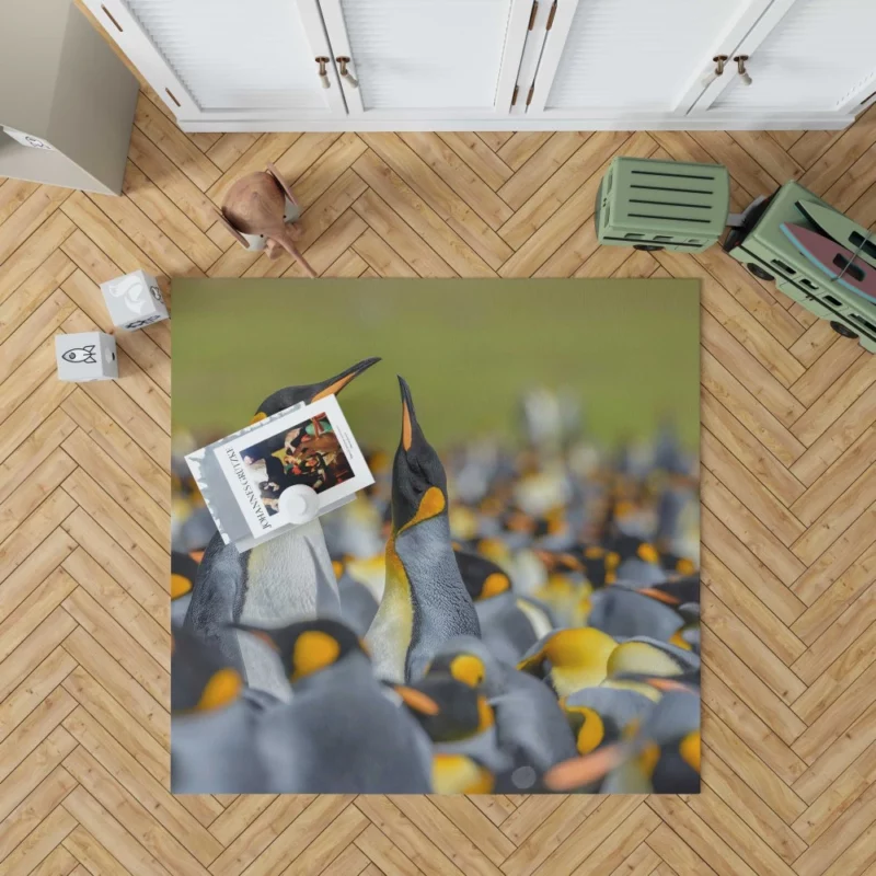 King Penguin in Icy Blur Avian Majesty Rug