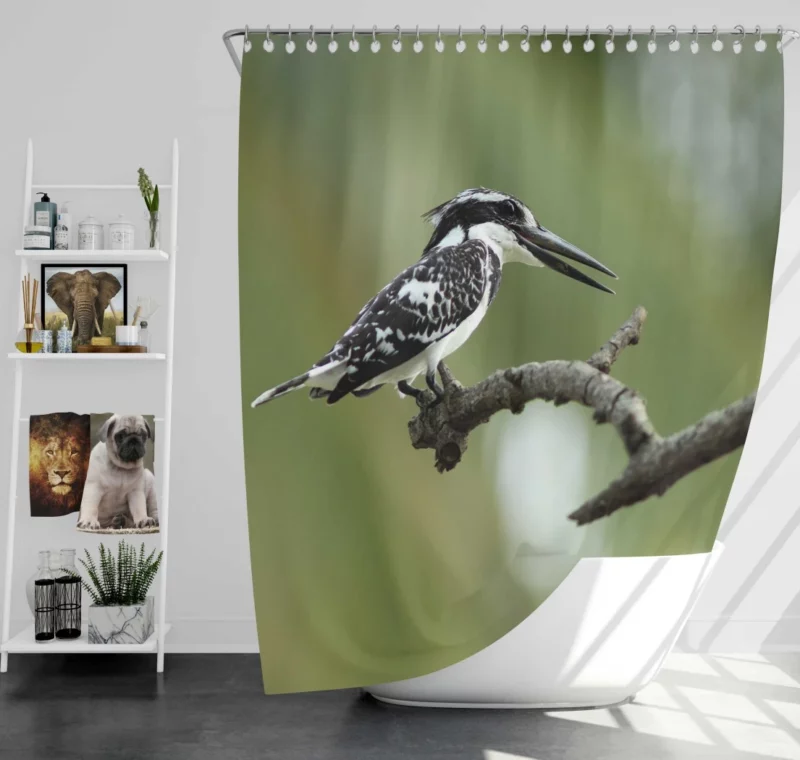 Kingfisher Colorful Perch Branch Beauty Shower Curtain