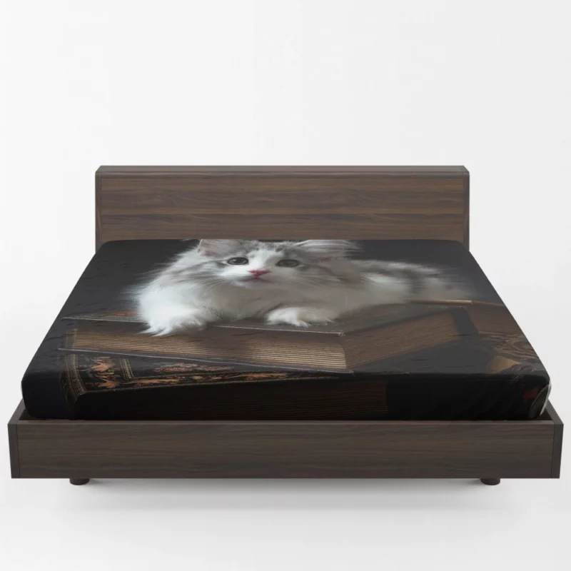 Kitten Among Books Whiskered Curiosity Fitted Sheet