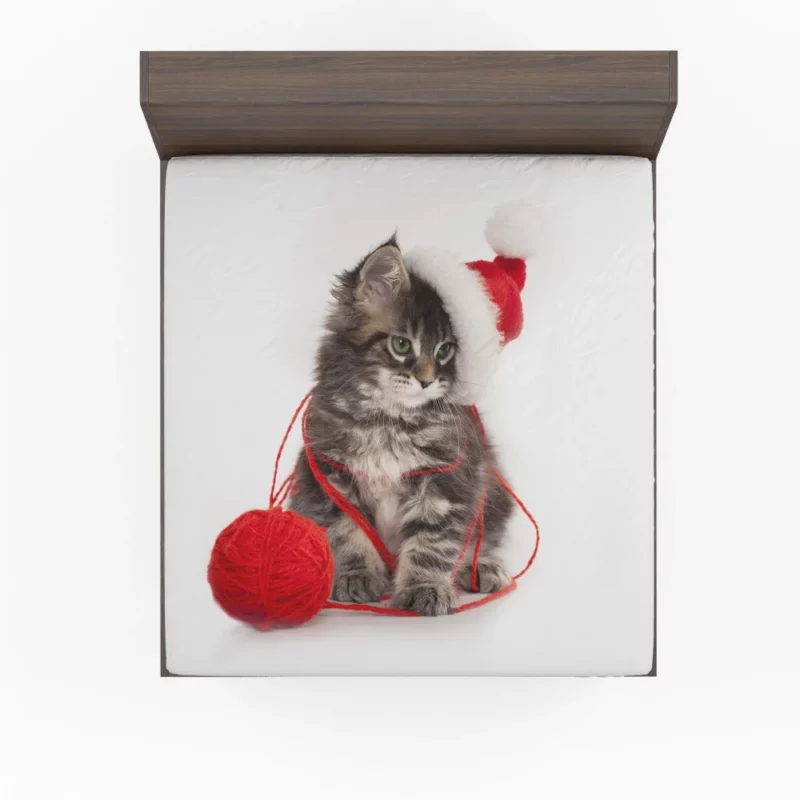 Kitten Santa Playtime Feline Festivities Fitted Sheet 1