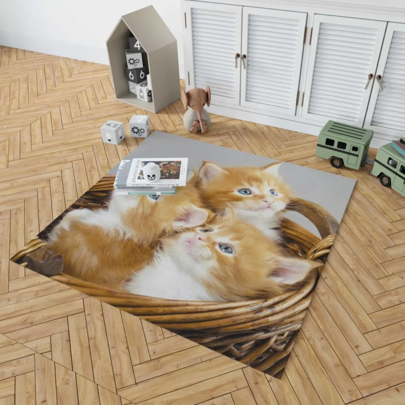 Kitten Trio Basket of Cuteness Rug 1