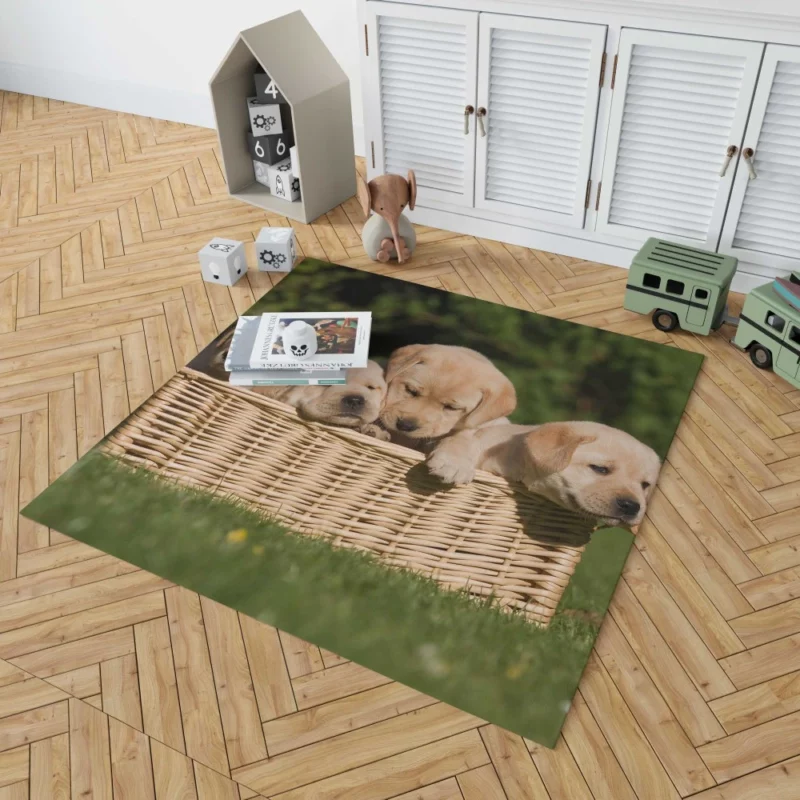 Labrador Puppy Playful Antics Joyful Rug 1