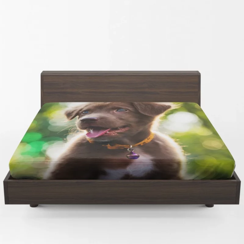 Labrador Retriever Puppy Bokeh Whimsy Fitted Sheet