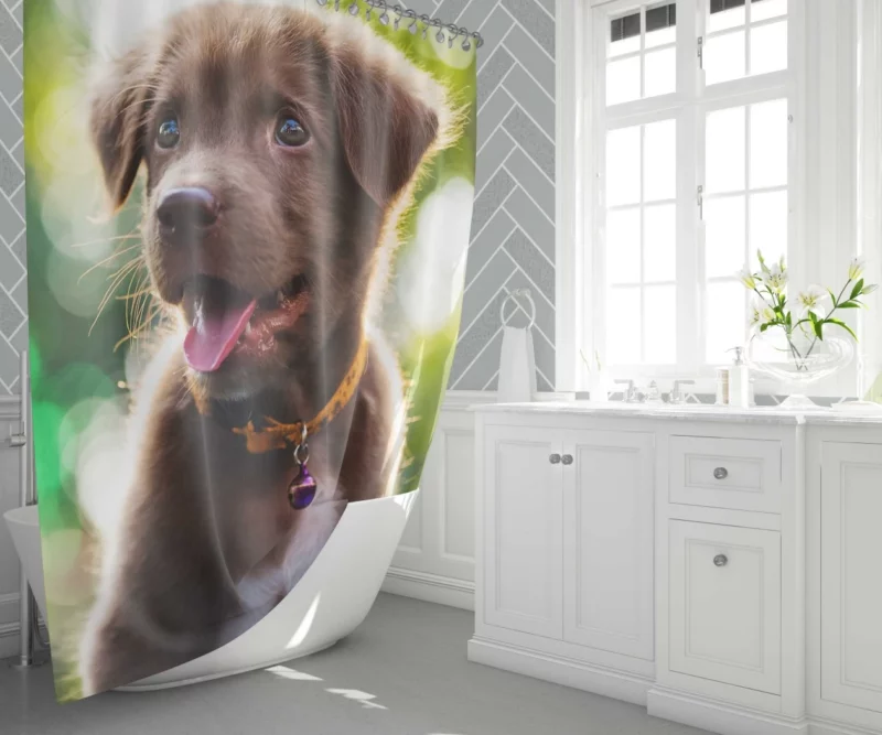 Labrador Retriever Puppy Bokeh Whimsy Shower Curtain 1