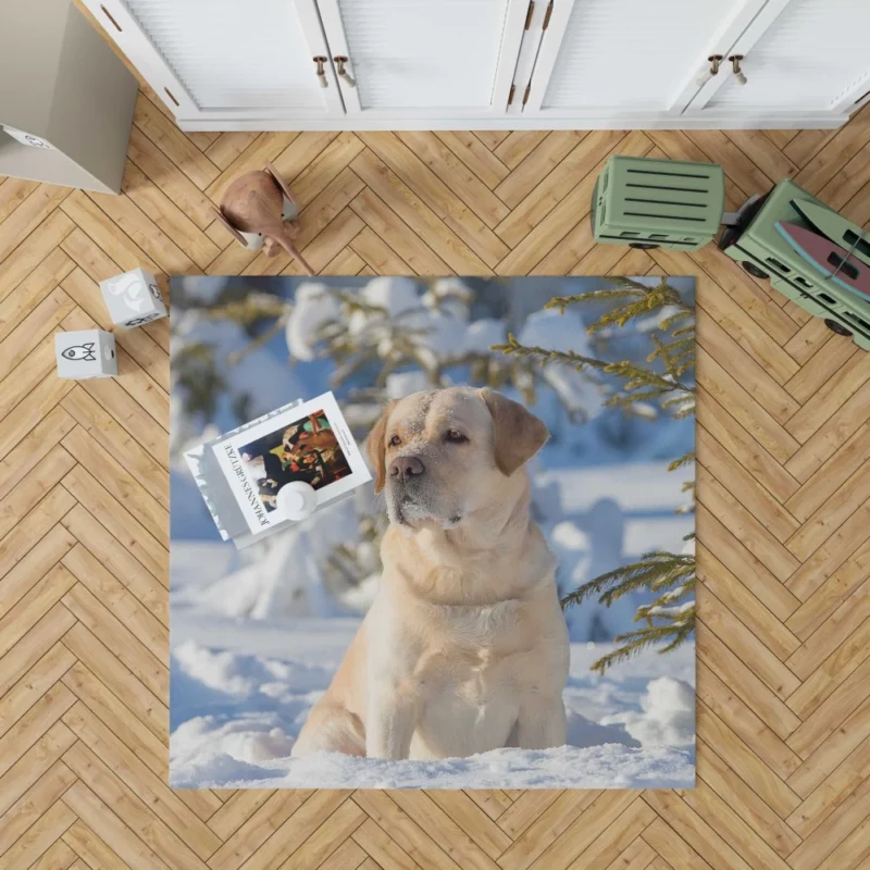 Labrador Retriever in Snow Winter Elegance Rug