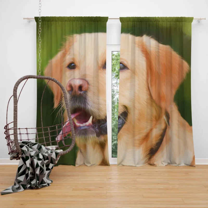 Labrador in Artistic Oil Paint Furry Majesty Curtain