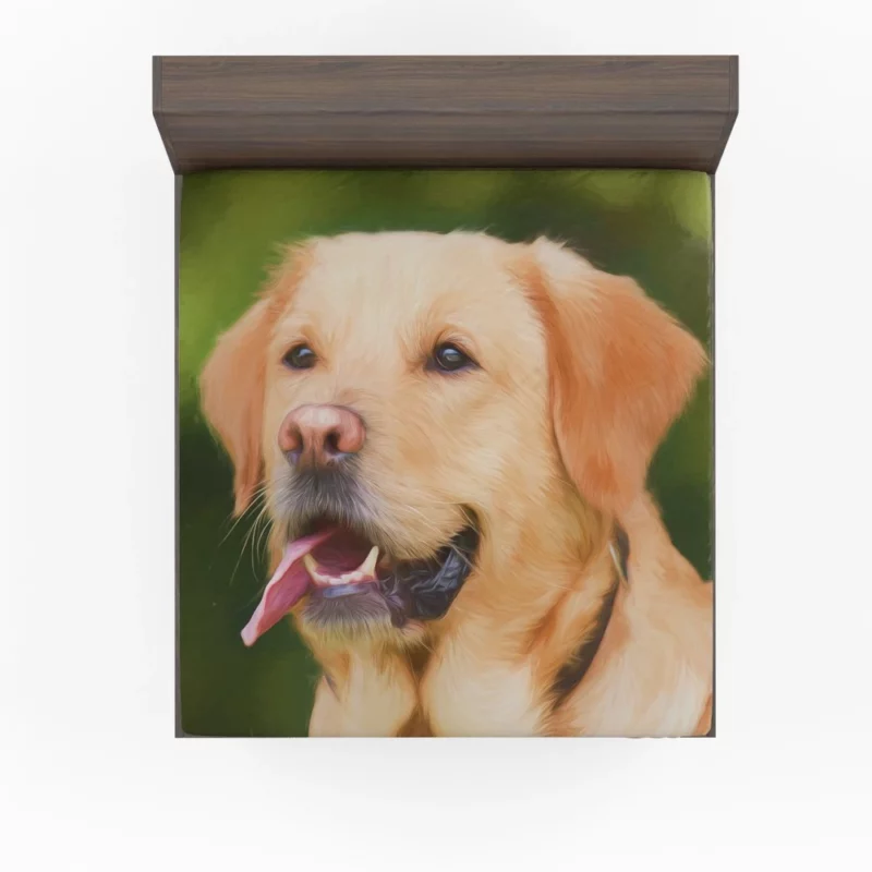 Labrador in Artistic Oil Paint Furry Majesty Fitted Sheet 1