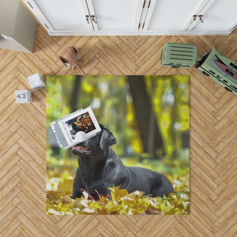 Labrador in Fall Leafy Whimsy Rug