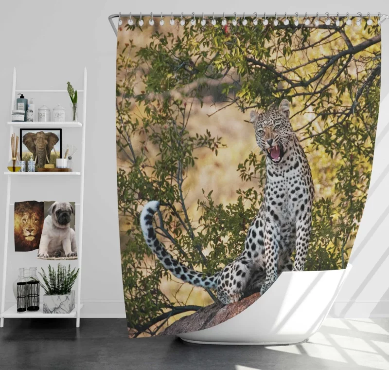 Leopard African Majesty Fierce Beauty Shower Curtain